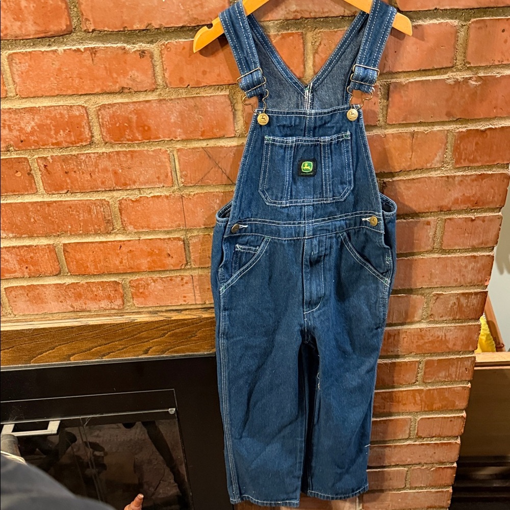 John Deere Blue Denim Overalls with Green Logo